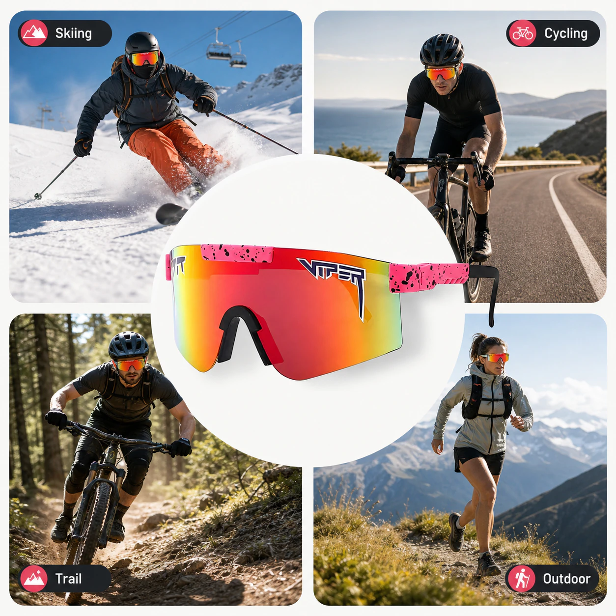 Pink mirrored polarised cycling sunglasses for UK road cycling