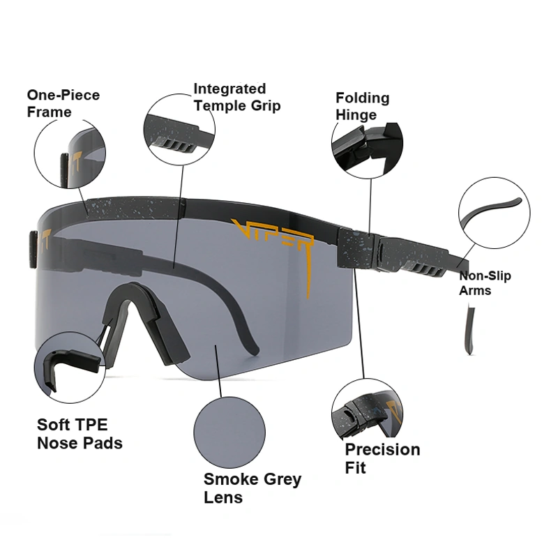 UV400 polarised cycling sunglasses with wraparound wind protection